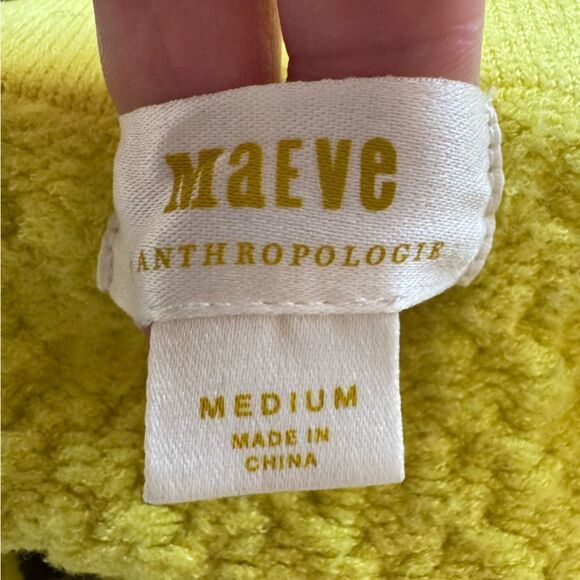 Anthropologie Maeve Cable Knit Flared Mini Skirt Sz M Neon Yellow Preppy Spring - Picture 3 of 5